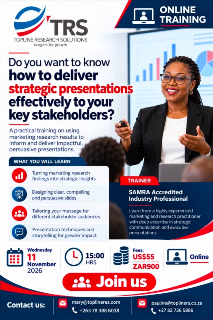 Topline Research Solutions online strategic presentations training on 11 November 2026